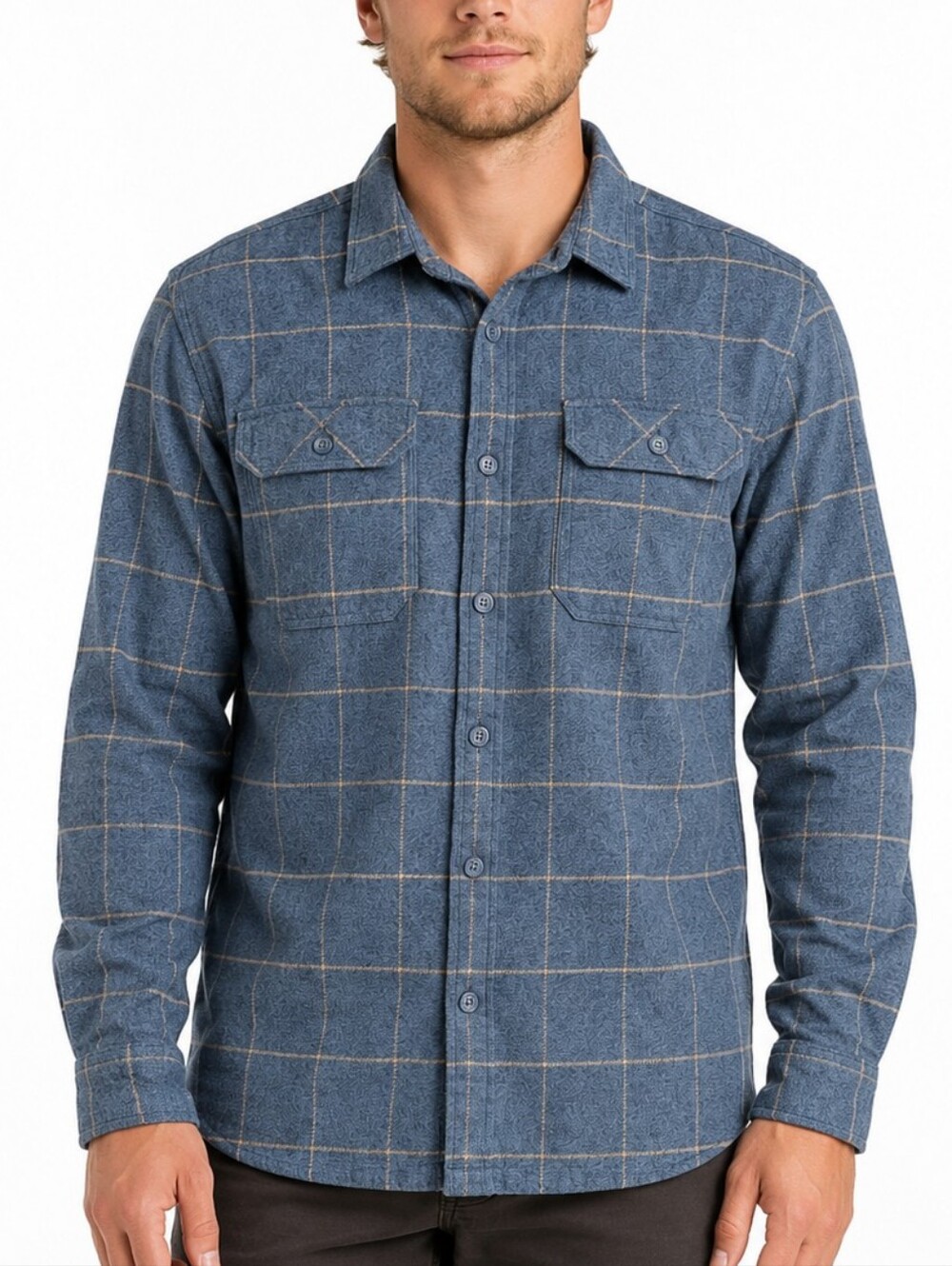 Patagonia Blue Plaid Lightweight Shirt Jacket